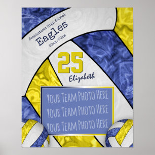 foto av blått gult-flickors volleyball-lag poster