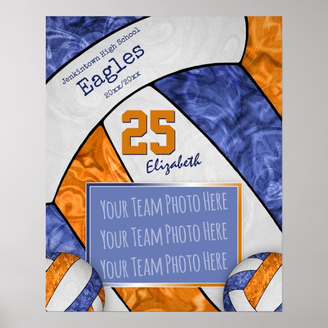 foto av blått orange-flickors volleyball-lag poster (Framsidan)