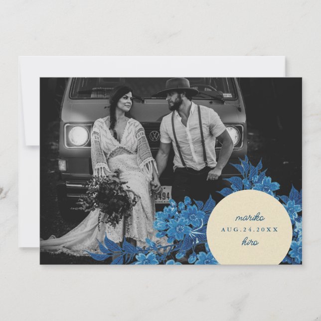 Foto av Blommarna Antique Japansk Blue Cherry Spara Datumet (Framsida)