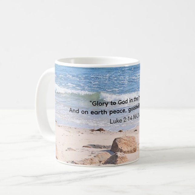 Foto av Blue Ocean med julbibel Verse Kaffemugg (Framsida vänster)