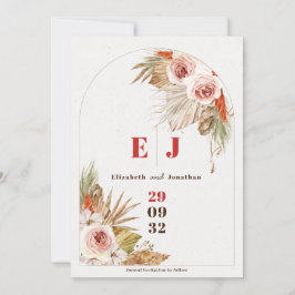 Foto av Boho-ökens blommigt Earth Tones bröllop Spara Datumet