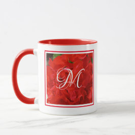 Foto av Bright Red Geranium Blommigt Initial Mugg