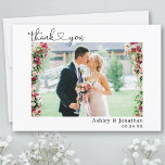 Foto av Bröllop i Calligraphy Heart Script Tack Kort<br><div class="desc">Modern minimalistisk enkel Calligraphy-skript Heart Bröllop Bride and Groom Photo - tackkort</div>