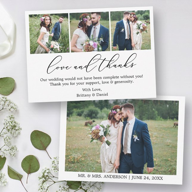 Foto av Bröllop Modern Minimalist Calligraphy Kärl Tack Kort (Customize to change your personalized text size or text style.)