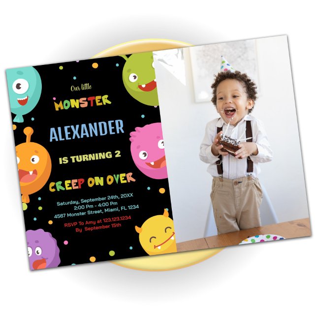  foto av bubblor för måndagsinbjudan inbjudningar (Monster Birthday Invitations Balloons Blacks photo)