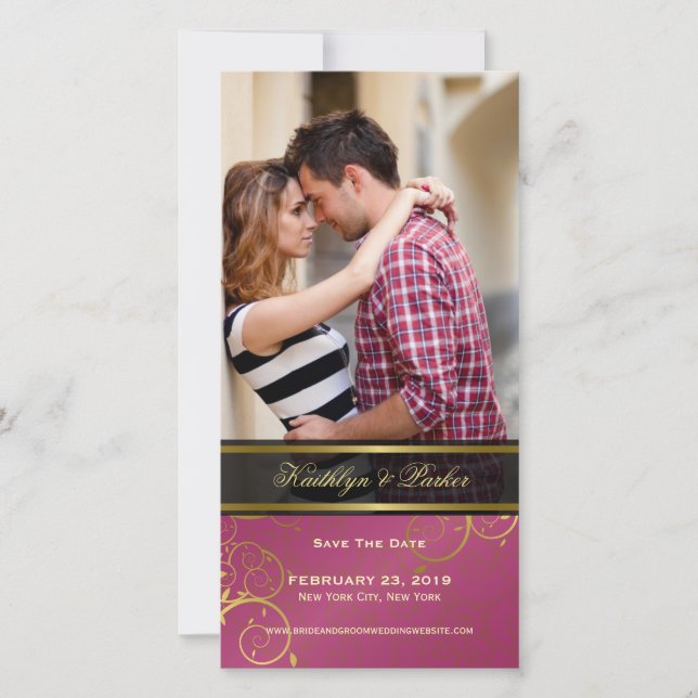 Foto av Chic Rosa Elegant i  av gyllene Spiral-vac Spara Datumet (Framsida)