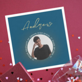 Foto av coola Simple Blue Guld Modern Typography G Pappersservett