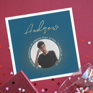 Foto av coola Simple Blue Guld Modern Typography G Pappersservett