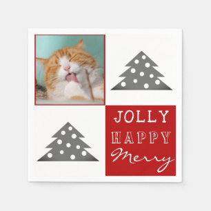 Foto av Cute Cat Pet Typography Julgran Pappersservett