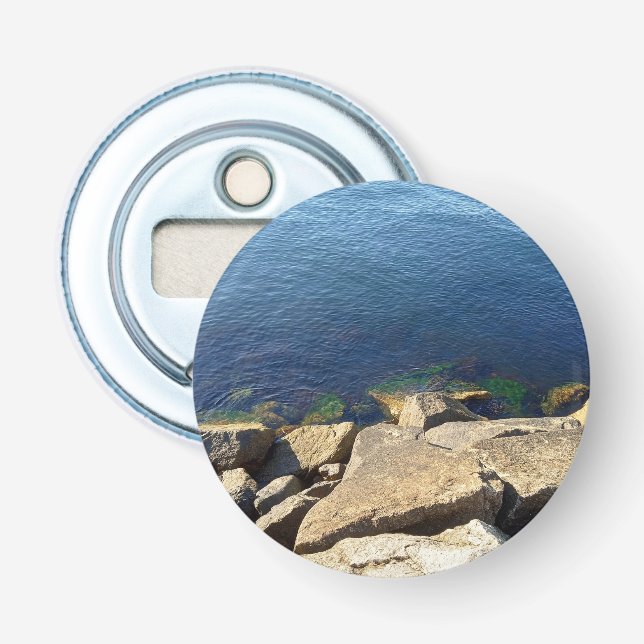 Foto av Deep Blue Atlantic Ocean Rocky Cliff Flasköppnare (Framsidan)
