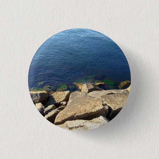 Foto av Deep Blue Atlantic Ocean Rocky Cliff Knapp (Framsida)
