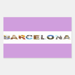 Foto av den färgstarka arkitekturen i Barcelona Sp Rektangulärt Klistermärke