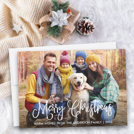 Foto av den moderna Roligten Kalligraphy-julfamilj Julkort