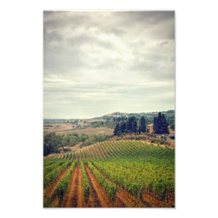 Foto av den Tuscany vingården med dyster himmel