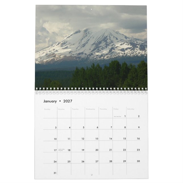 Foto av den underbara northwesten kalender (Jan 2027)