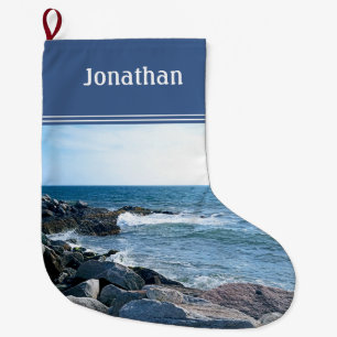 Foto av den Vågigt atlantiska havsblåa julen Stor Julstrumpa