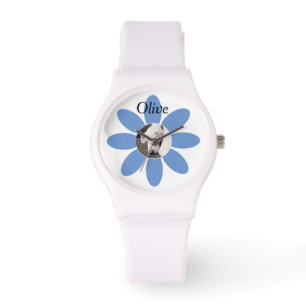 Foto av den vita gräddvalgen Hund Blue Morsa Flowe Armbandsur