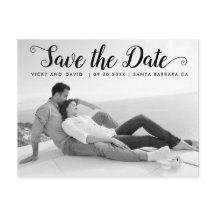 Foto av det moderna svarta skriptet bröllop spara 