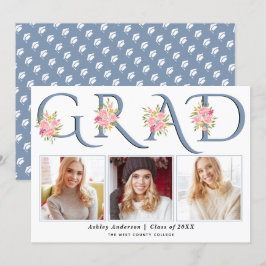 Foto av Dusty Blue GRAD typography rosa ros Meddelande