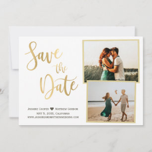 Foto av Eleganten Modern White Guld Calligraphy Spara Datumet