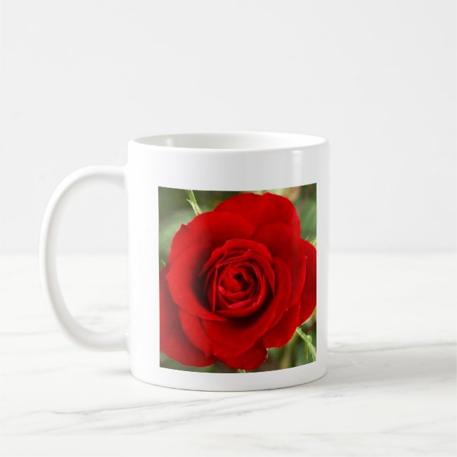 Foto av en röd ros kaffemugg (Vänster)