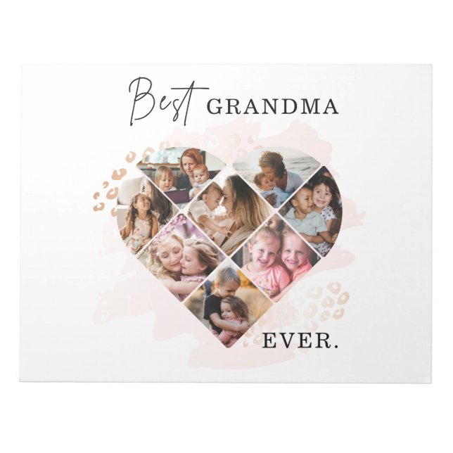 Foto av familjen Best Grandma All Heart Shape 8 Ph Anteckningsblock (Framsida)