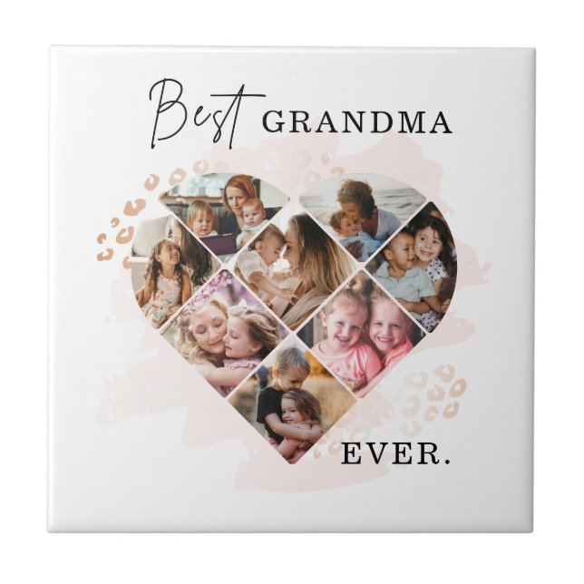 Foto av familjen Best Grandma All Heart Shape 8 Ph Kakelplatta (Framsidan)