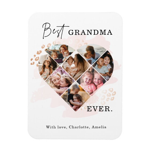 Foto av familjen Best Grandma All Heart Shape 8 Ph Magnet (Vertikal)
