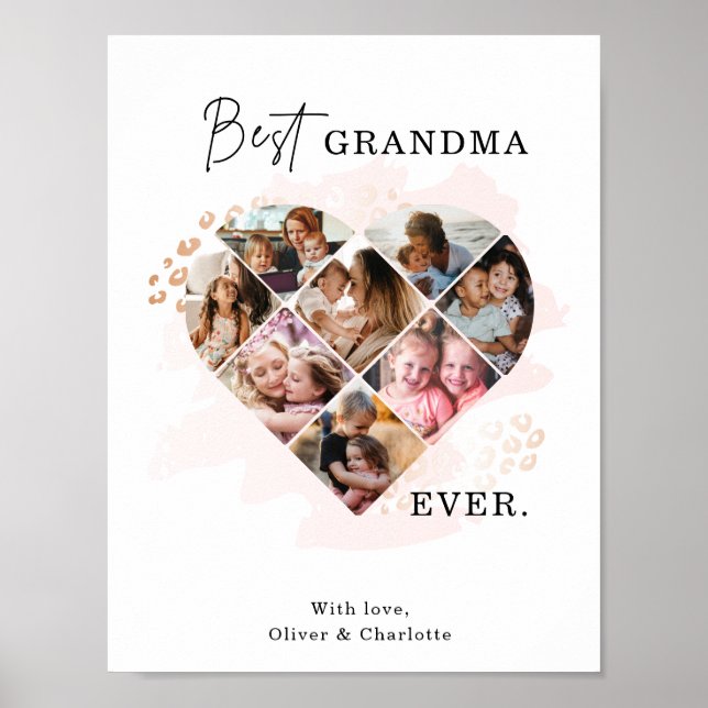 Foto av familjen Best Grandma All Heart Shape 8 Ph Poster (Framsidan)