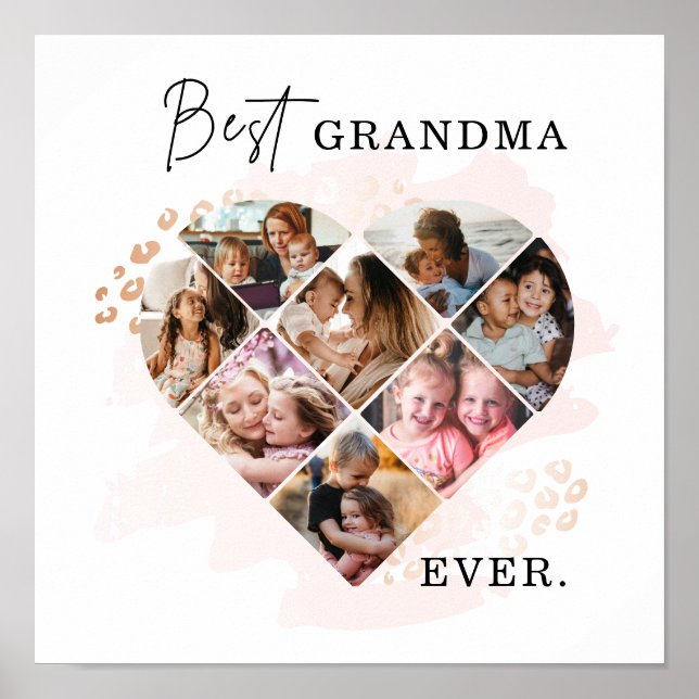Foto av familjen Best Grandma All Heart Shape 8 Ph Poster (Framsidan)