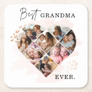 Foto av familjen Best Grandma All Heart Shape 8 Ph Underlägg Papper Kvadrat