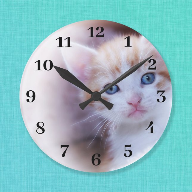Foto av familjen Classy Bold Black Numbers Stor Klocka (Create your own photo wall clock.)