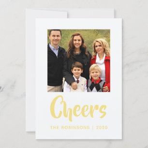 Foto av familjen Gold Foil Chevron julhälsningar Julkort