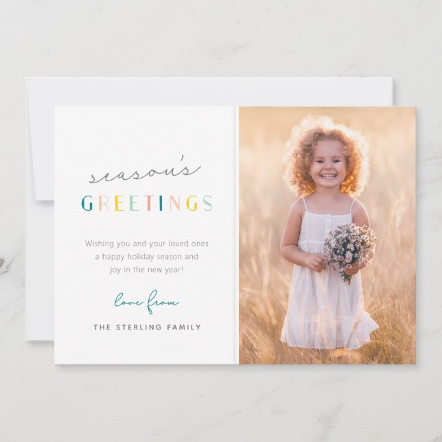 Foto av familjen Greetings för färgstarka moderna  Julkort (Framsida)