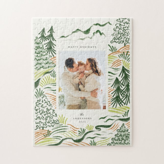 Foto av familjen julgranar illustation helgdag pussel (Vertikal)