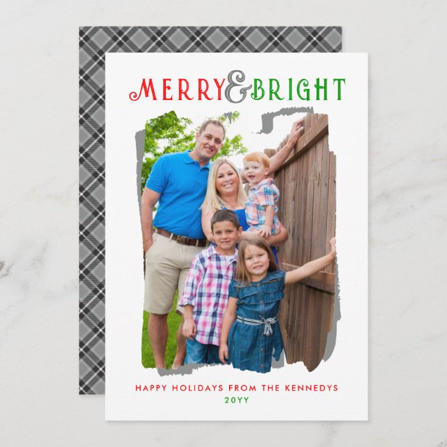 Foto av familjen Merry and Bright jul Play Photo Julkort (Fram/baksida)