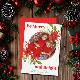 Foto av familjen Merry & Bright jul Poinsettia Julkort