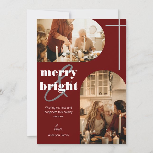 Foto av familjen Merry & Bright Modern Arch Juli Julkort (Framsida)