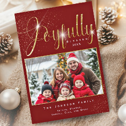 Foto av familjen Red Guld Gnistra Joyully Blted Julkort