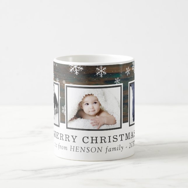 Foto av familjen Rustic Wood God jul Kaffemugg (Center)