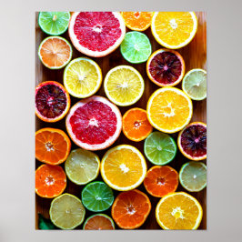 Foto av färglösa citrusfrukter i köket poster