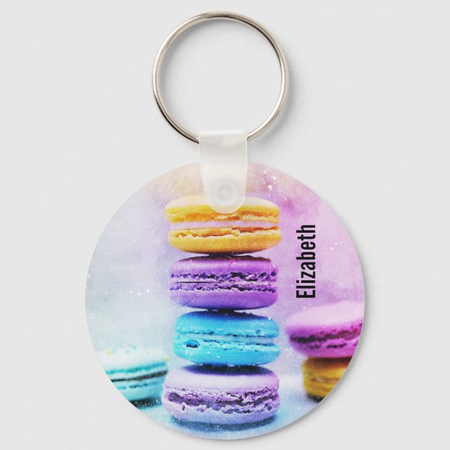 Foto av färglösa Delicious Macarons Nyckelring (Framsida)