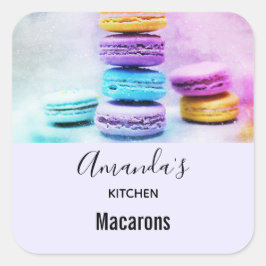 Foto av färglösa Macarons Kitchen Fyrkantigt Klistermärke
