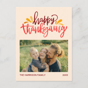 Foto av färgstark kalligrafi Happy thanksgiving Vykort