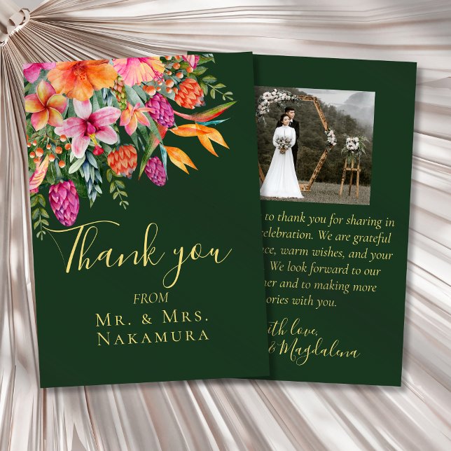 Foto av färgstarka Sötter Rosa  Orange Tropical Fl Tack Kort (Skapare uppladdad)