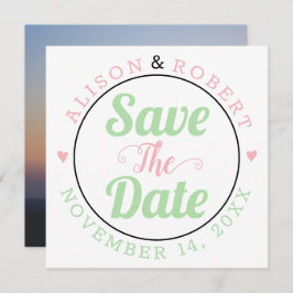 Foto av färgton för grönt och rosa på baksidan spara datumet