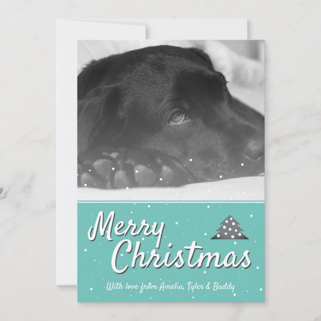 Foto av Festive God jul Snowflake Pet Hund Photo Julkort (Framsida)