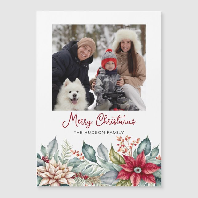 Foto av fetstilt färgad jultomte Poinsettias-famil (Framsida)