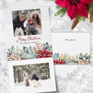 Foto av fetstilt färgad jultomte Poinsettias-famil
