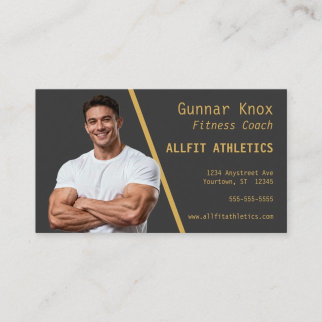 Foto av fitnesscoach personlig tränare visitkort (Framsida)